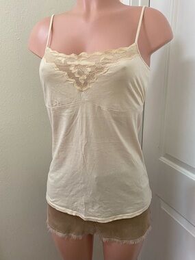 Y2k Abercrombie nude lace babydoll tank top.